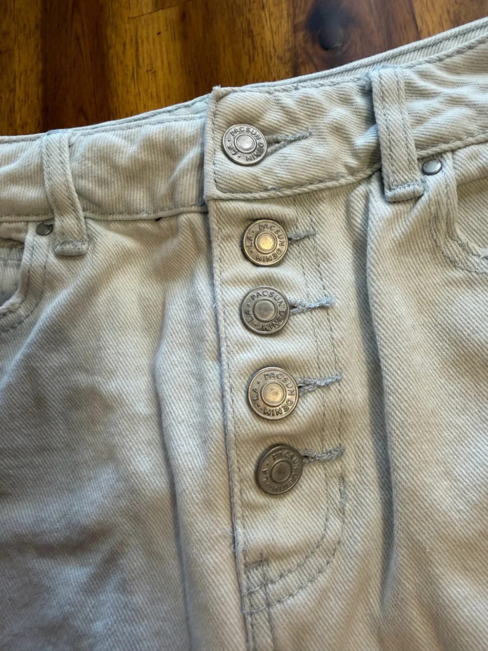 PacSun Light Blue Denim Button-Front Mini Skirt